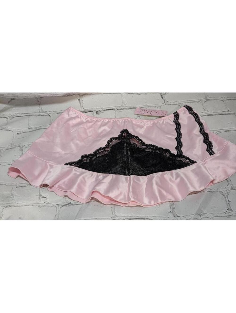 Jezebel promise micro mini lingerie skirt pink blk NWT Small - Picture 5 of 7